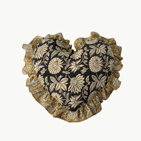 Coussin en coton fait à la main - Forme de coeur avec motif floral - Oreiller coeur
