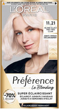 Charger l&#39;image dans la galerie, Coloration Cheveux L&#39;Oréal Paris Préférence Le Blonding 11.21 Blond Glacé Très Très Clair