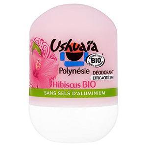 Ushuaïa - Déodorant Femme Bille Bio Parfum Hibiscus Du Burkina Faso Efficacité 24h - 50 ml - Lot de 3 - Nature Linking