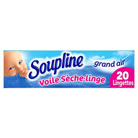 SOUPLINE - Voiles Sèche-Linge Adoucissants Grand Air - Parfument agréablement le Linge - Lingettes à Disposer dans le Sèche-Linge - Nature Linking