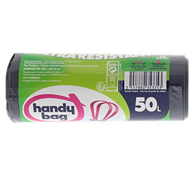 Handy Bag 4 Rouleaux de 10 Sacs Poubelle 50 L, Poignées Coulissantes, Ultra Résistant, Anti-Fuites, 68 x 73 cm, Gris Foncé, Opaque - Nature Linking