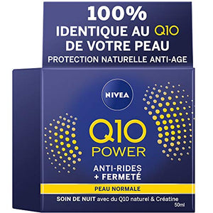 NIVEA Q10 Power Soin de Nuit Anti-Rides +Fermeté (1x50ml), crème anti-âge enrichie en Q10 & 10X plus de créatine, crème hydratante, soin visage femme régénérant - Nature Linking
