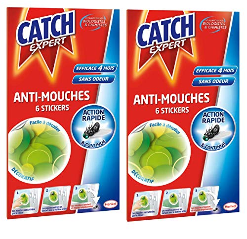 Catch Expert Mouches Autocollants Anti–Mouches Décoratifs, Sans Odeur, 6  stickers Jaunes