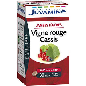 Juvamine JAMBES LEGERES - VIGNE ROUGE CASSIS 2000mg de plantes, 30 comprimés - Nature Linking