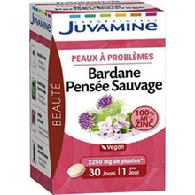 Charger l&#39;image dans la galerie, Juvamine - Bardane Pensée Sauvage - Peaux à Problèmes, 30 Comprimés - Nature Linking