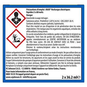 Raid Insecticides Ménagers Electrique Liquide Recharge 2 x 60 Nuits - Lot de 2 - Nature Linking