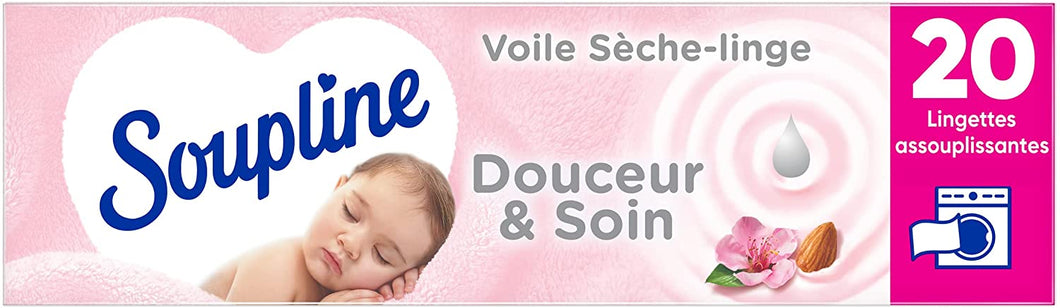 SOUPLINE - Voiles Sèche-Linge Adoucissants Douceur & Soin 20 Lingettes - lot de 2
