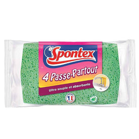 SPONTEX - Eponge passe-Partout - 4 éponges absorbantes colorées ultra souples