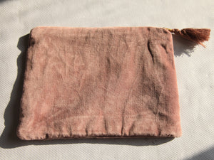 Trousse de Rangement artisanal en Velours rose - 26x18cm