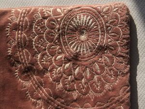 Trousse de Rangement artisanal en Velours rose - 26x18cm