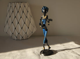 Sculpture artisanal en bronze Femme qui lit avec son Enfant - Hauteur 24CM