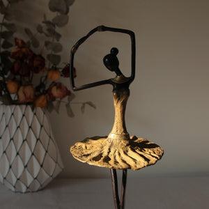 Sculpture en bronze d'une ballerine - statue élégante en robe jaune hauteur 38/42cm