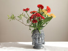 Charger l&#39;image dans la galerie, Cache-pot tête de bouddha en céramique couleur bleu- hauteur 20CM