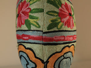 Coussin artisanal brodé Elephant en Soie multicolore 34 x 28 x 15 cm