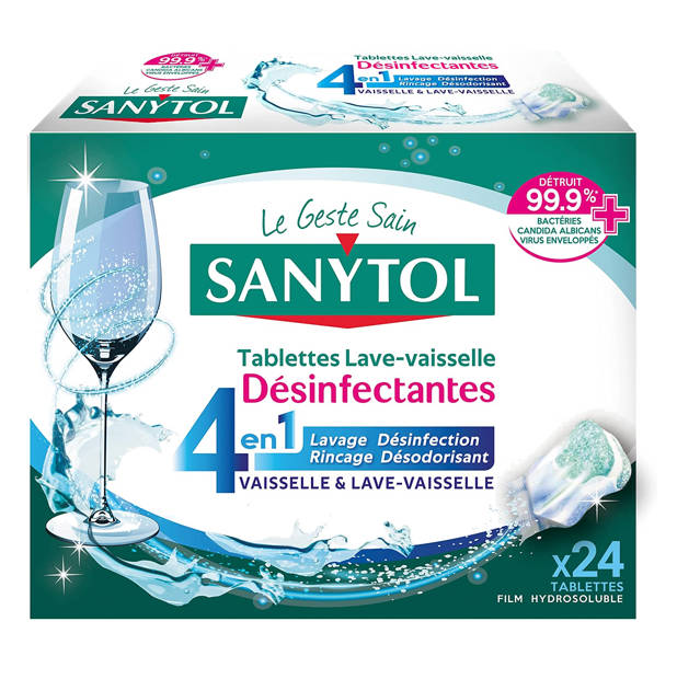 Sanytol Tablette Désinfectante Lave-Vaisselle 24 Tablettes - lot de 3